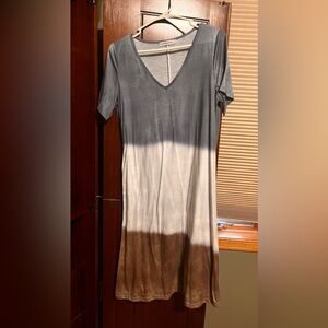 MISSLOOK Gray and Cream Casual Dress